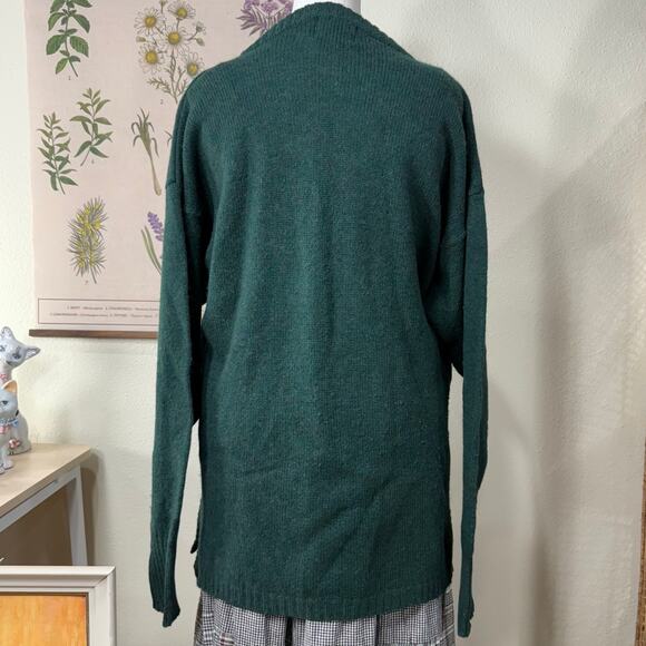 Vintage 80s 90s Woolrich Green Wool Grandpa Cardigan Sweater Twee Cottage L - Picture 3 of 9